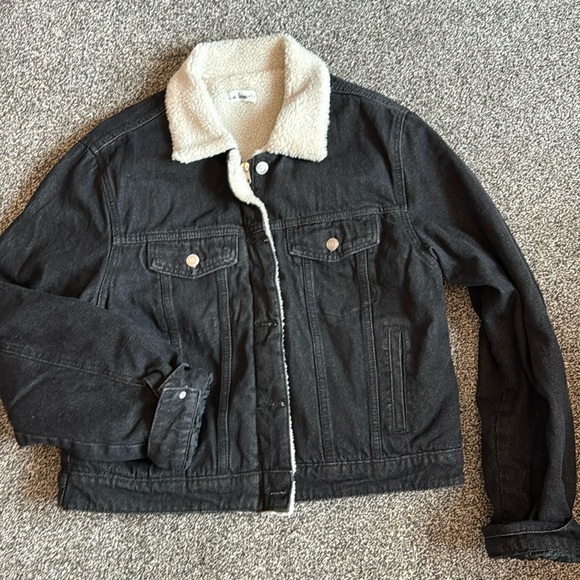 Black Sherpa lined Jean jacket. - Picture 1 of 5